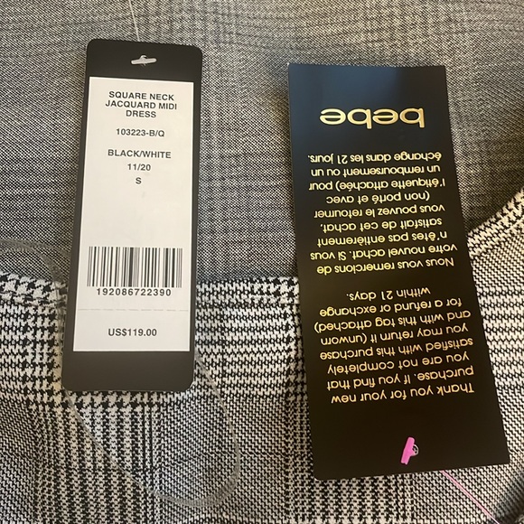 Square Neck Jacquard Dress, NWT, Size Small, S, black and white - Picture 4 of 4